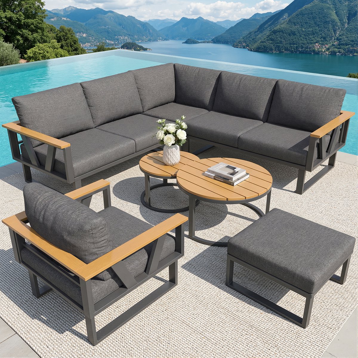 okwish loungeset 177 x 177 cm modulair en weerbestendig