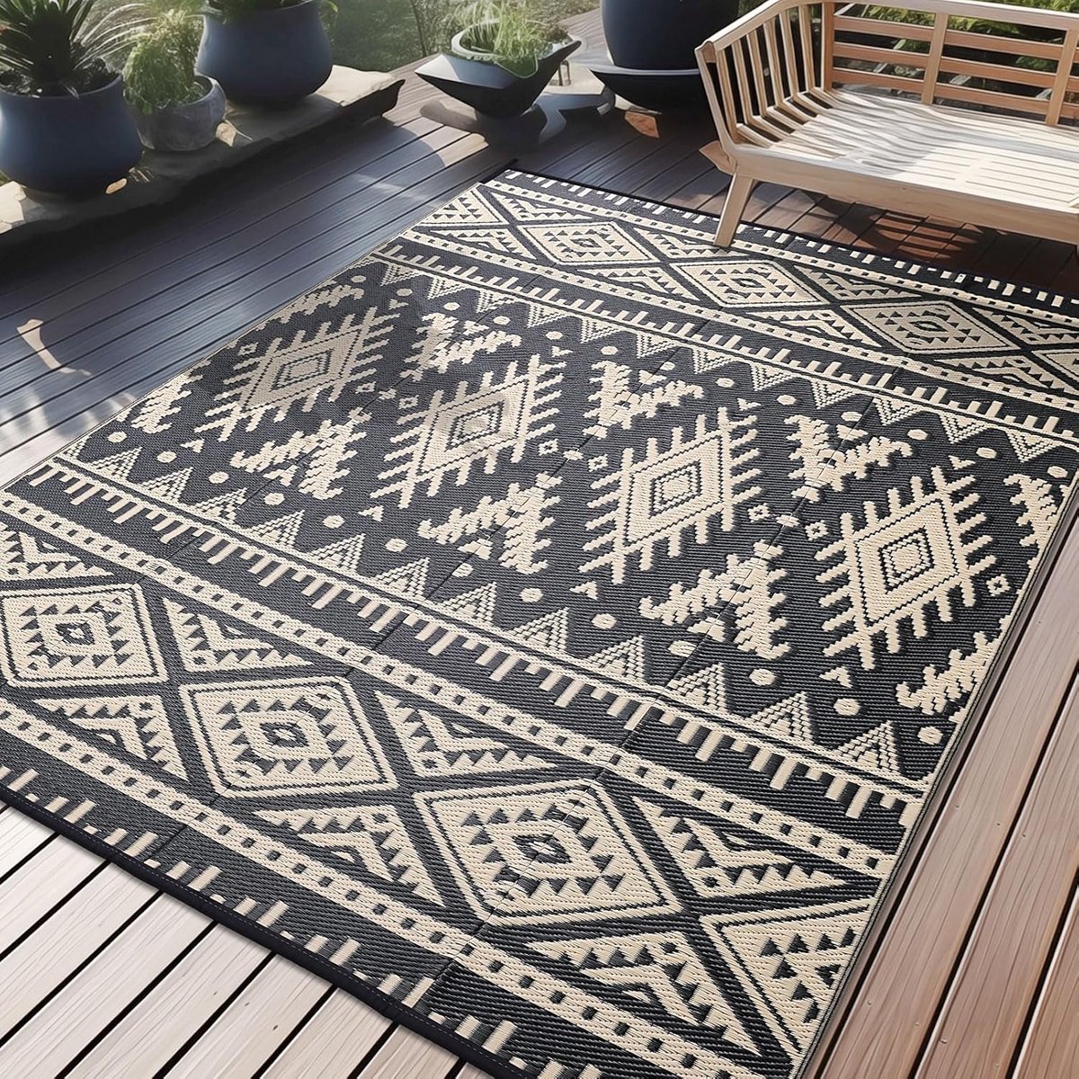 omkeerbaar buitenkleed 180×270 cm uv bestendig & wasbaar terras