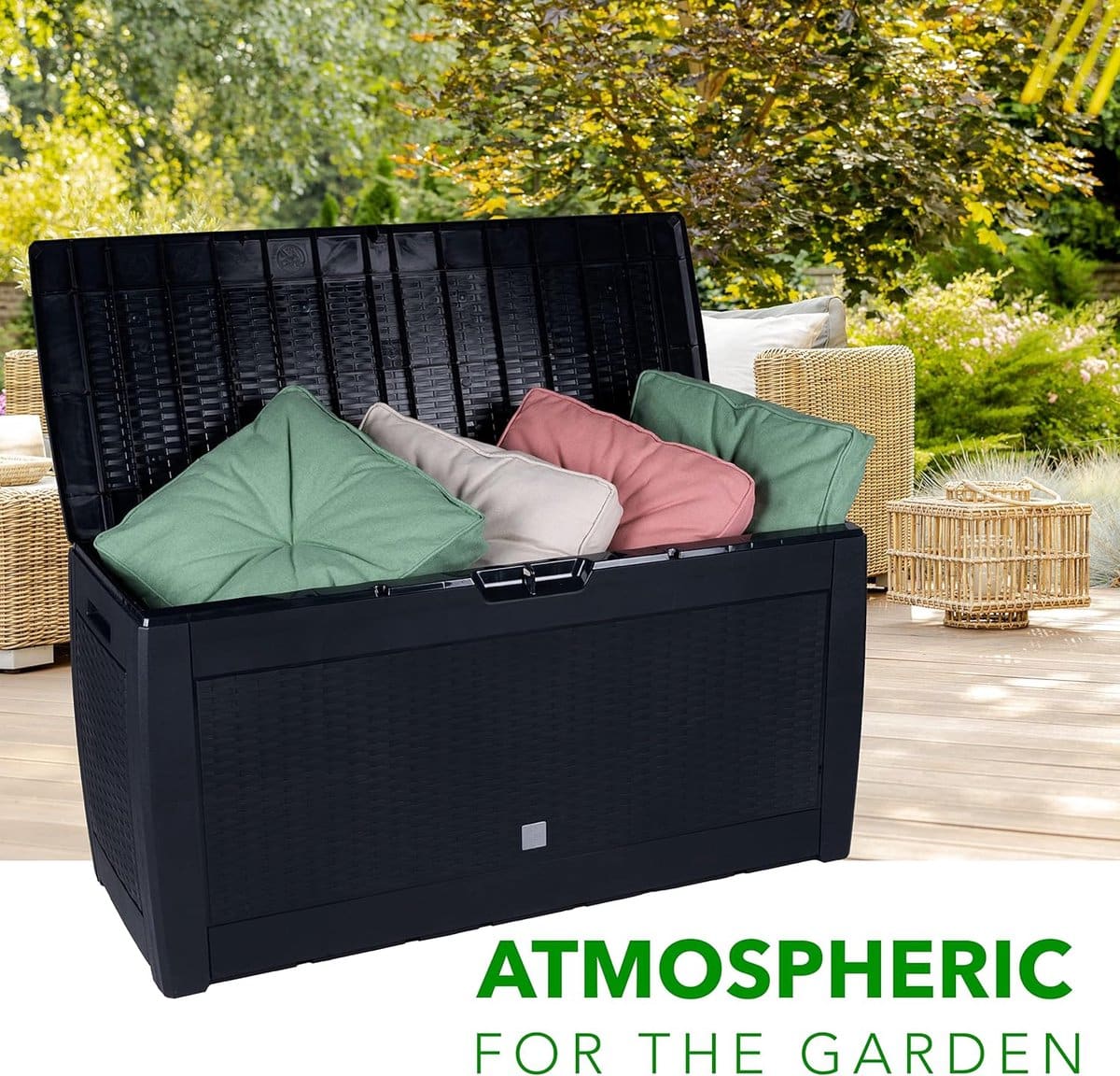 opbergbox opbergdoos in rotanlook afsluitbaar met wielen