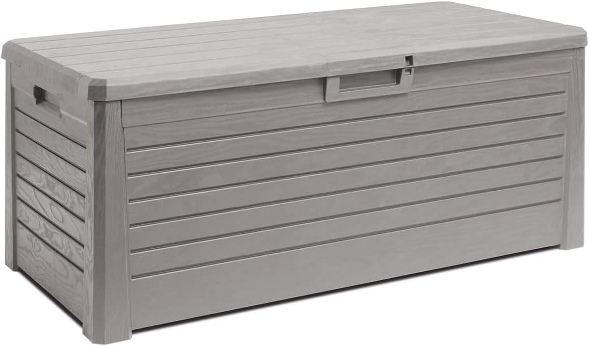 opbergbox tuin grijs 148x72x60 cm weerbestendige kussenbox buiten