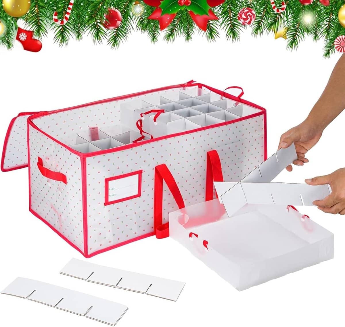 opbergcontainer kerstdecoratie feestartikelen organizer seizoensopslag 128 vakken