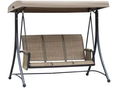 Openlucht verandaschommel met zijvak, 3-zits tuinschommel met verstelbaar zonnedak