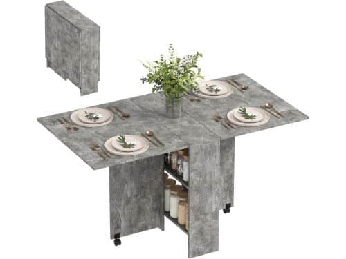 Oprolbare Klaptafel voor Keuken of Eetkamer met Opbergplanken