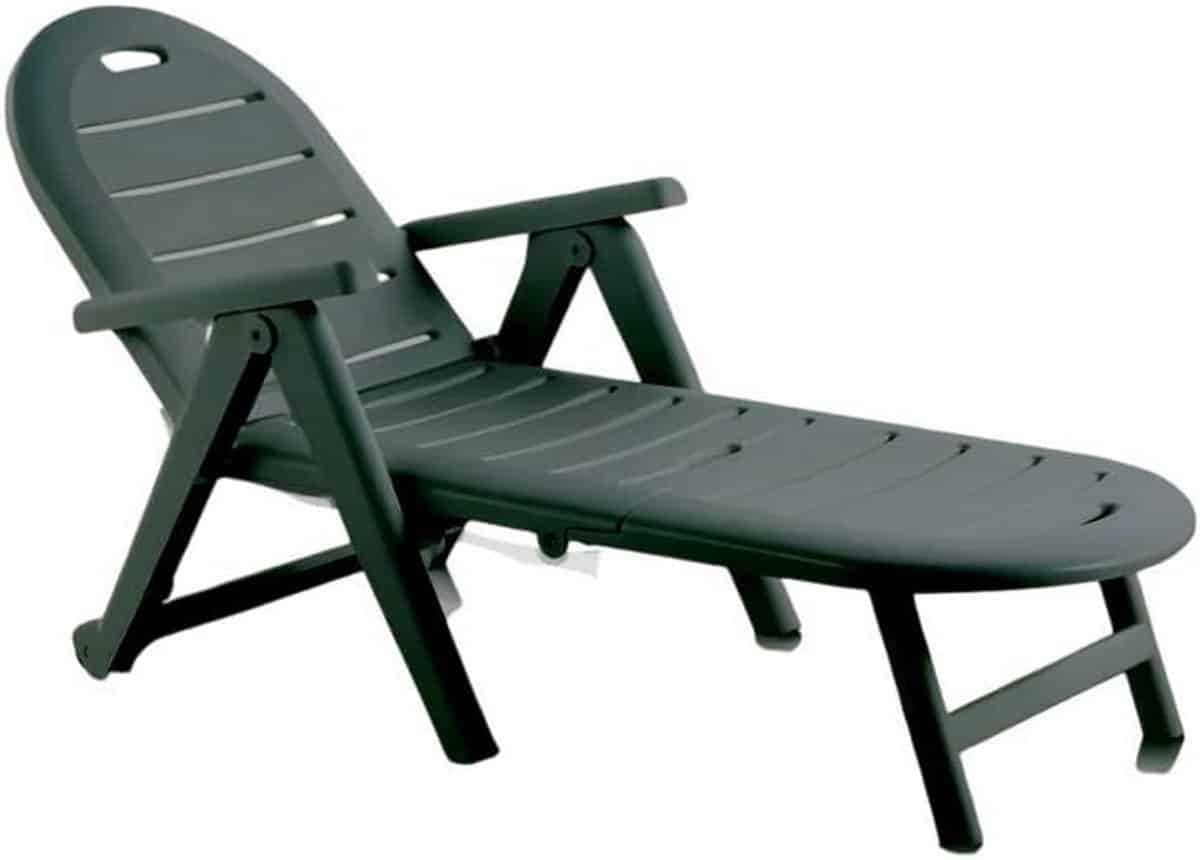 opvouwbaar ligbed buiten met wielen groen gemaakt van gerecycled materiaal