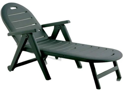 Opvouwbaar Ligbed Buiten met Wielen Groen Gemaakt van Gerecycled Materiaal