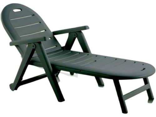 Opvouwbaar Ligbed Buiten met Wielen Groen Gemaakt van Gerecycled Materiaal