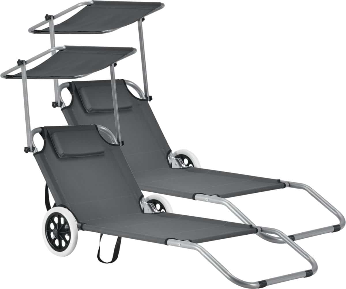 opvouwbaar ligbed franka set van 2 met luifel