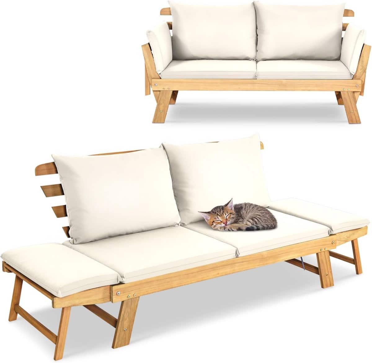 opvouwbare 2 zitsbank met kussen om te zetten in bed