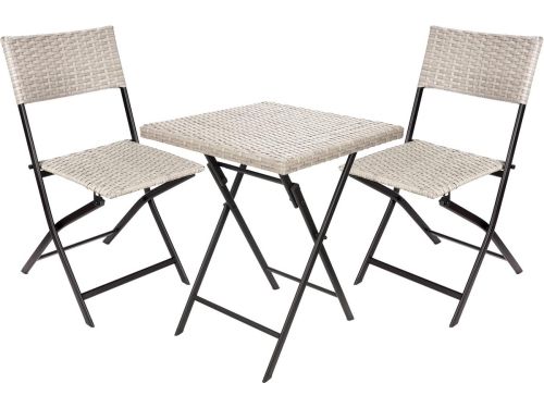 Opvouwbare Balkonset met Tafel en 2 Stoelen - Weerbestendig Polyrattan