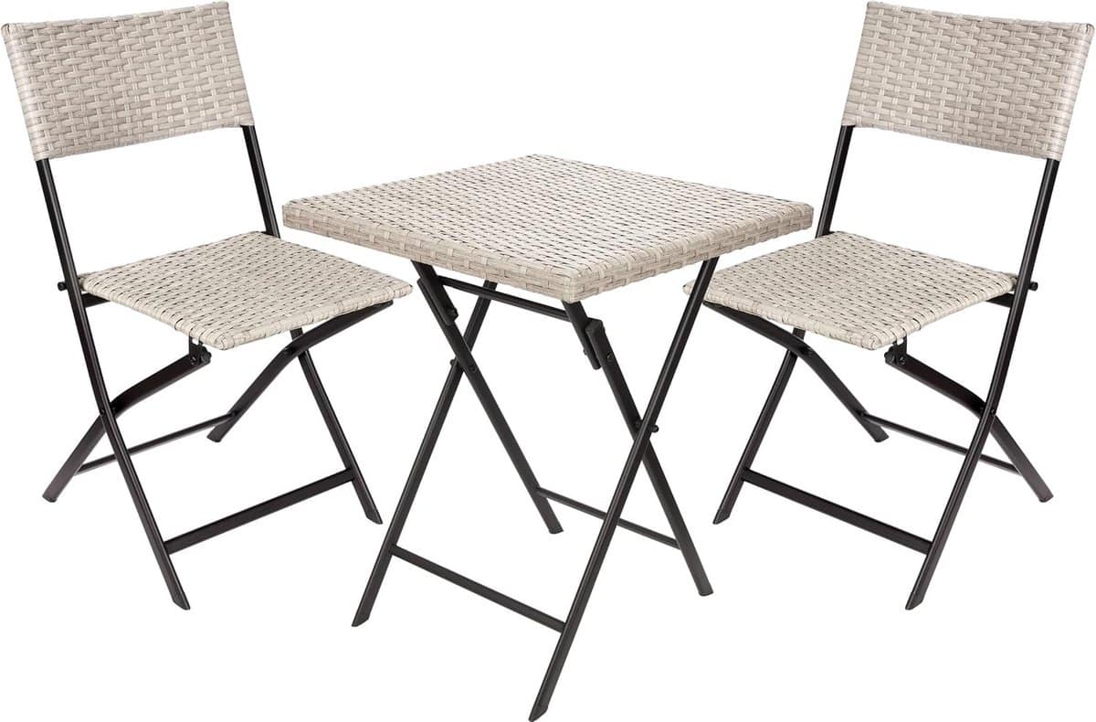 opvouwbare balkonset met tafel en 2 stoelen weerbestendig polyrattan