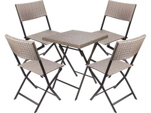 Opvouwbare Balkonset met Tafel en 4 Stoelen voor Tuin en
