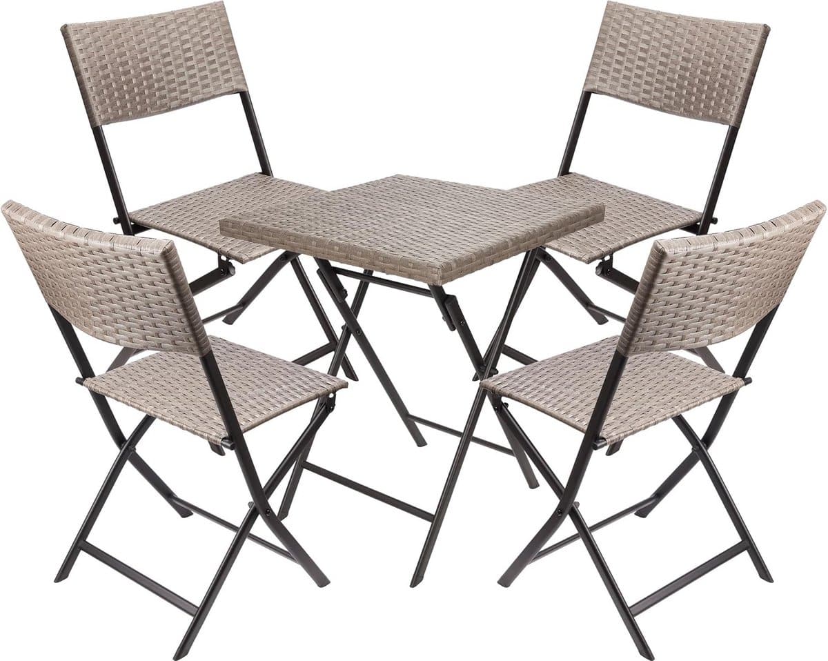 opvouwbare balkonset met tafel en 4 stoelen voor tuin en