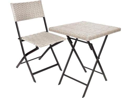 Opvouwbare Balkonset van Polyrattan met Tafel en Stoel - Weerbestendig
