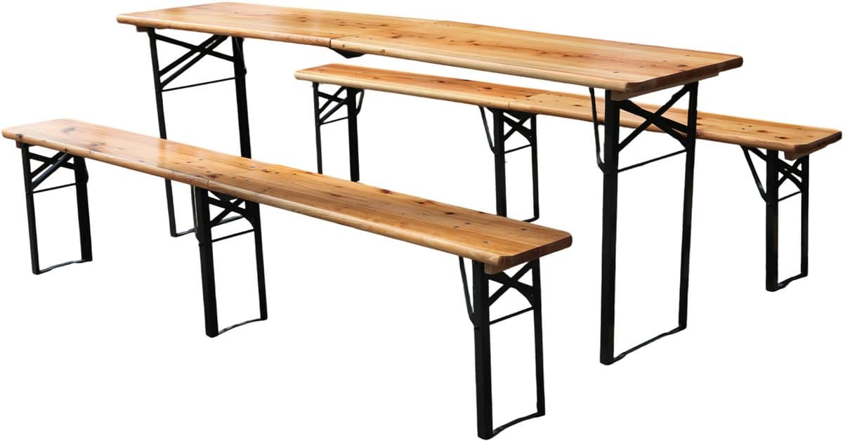 opvouwbare biertentenset 220 cm, 3 delen: 1 klaptafel + 2