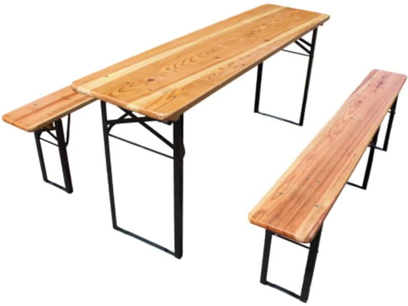 Opvouwbare biertentset 175 cm, 3-delig: 1 klaptafel + 2 bierbanken