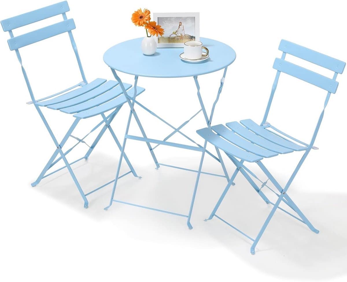 opvouwbare bistroset 3 delig met 2 stoelen en tafel voor balkon