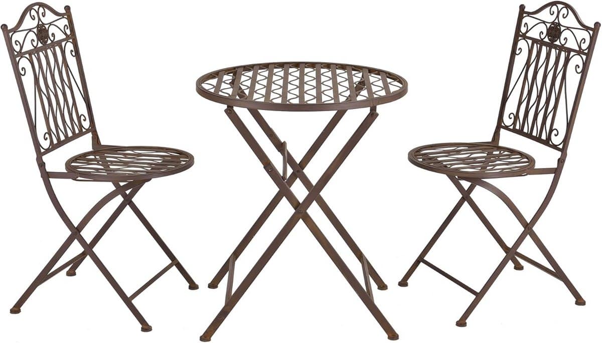 opvouwbare bistroset metaal bruin met tafel en 2 stoelen voor