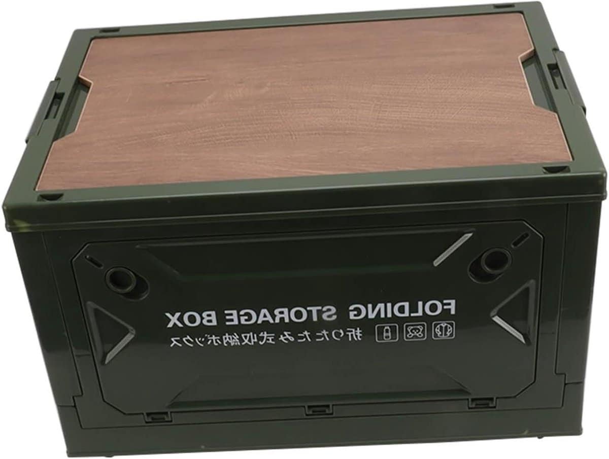 opvouwbare campingopbergbox met houten deksel, grote capaciteit picknick opbergbox