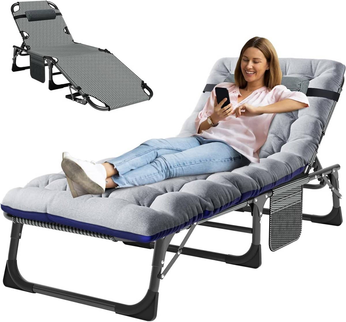 opvouwbare chaise longue tuinstoel met 5 standen inklapbaar ligbed