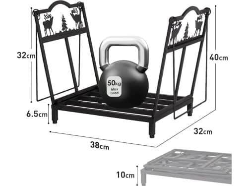 Opvouwbare houthouder met handgrepen - zwart - ijzer - 38