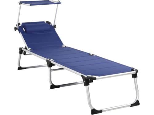 Opvouwbare Ligstoel met Zonnescherm - Comfortabel Ligbed voor Tuin en