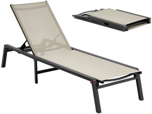 Opvouwbare Ligstoel - Tuin/Strand Ligbed - 5-Standen Rugleuning - Aluminium