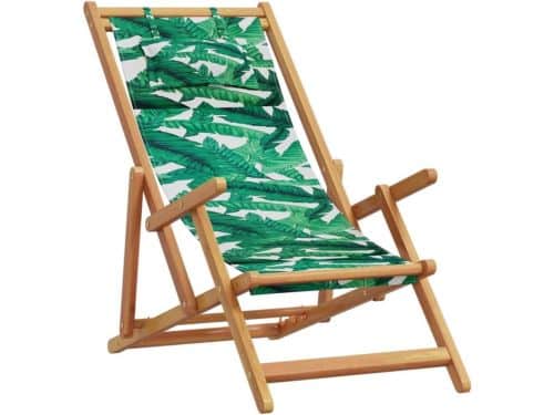 Opvouwbare Strandstoel Eucalyptus Hout met Bladpatroon - Tuinstoel, Campingstoel