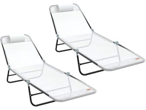 Opvouwbare zonnebed | Ligstoel | Zonligstoel 2 st Crème 182