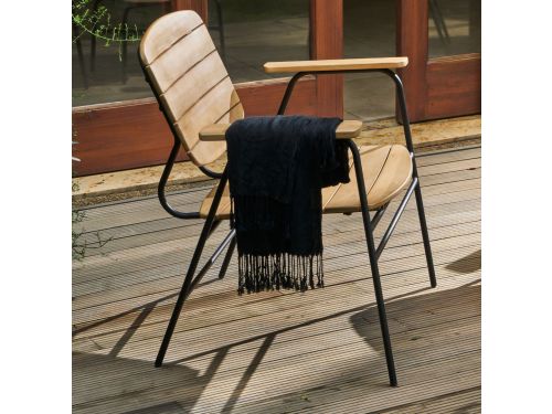 Orbec lounge chair black steel/acacia teak look Eurofar - Eurofar