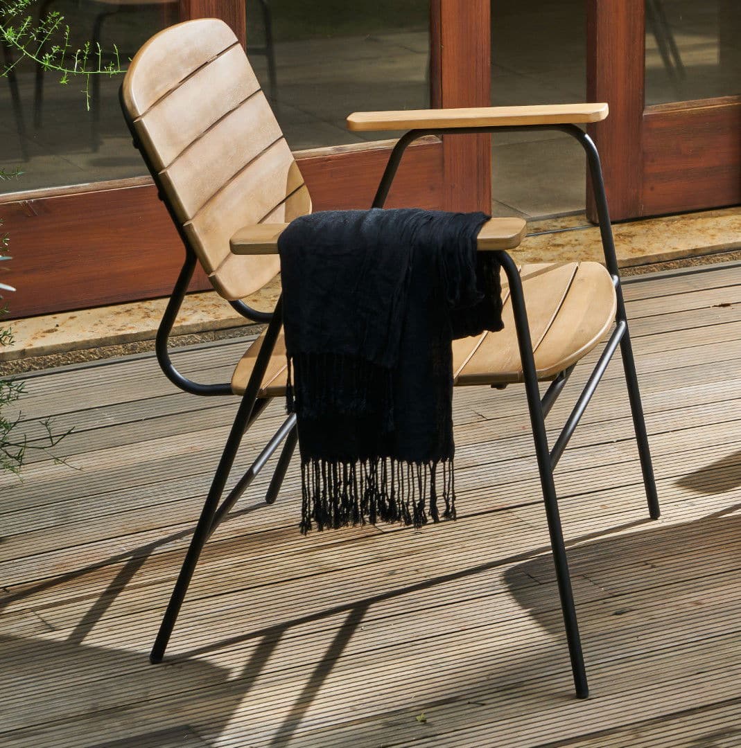 orbec lounge chair black steel/acacia teak look eurofar eurofar