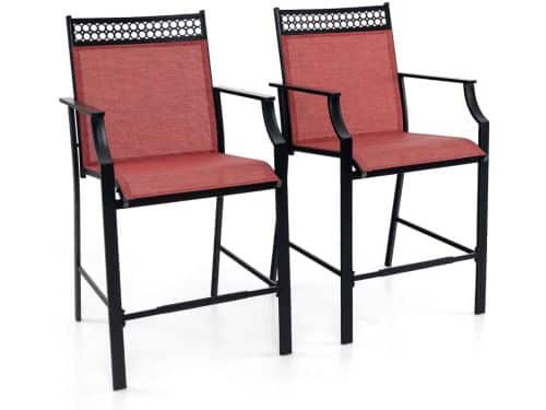 Outdoor Barkruk set van 2 Robuuste Terrasbarkrukken met Voet