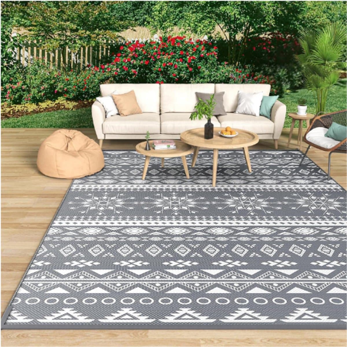 outdoor tapijt 180×270 cm waterdicht en omkeerbaar tuinkleed