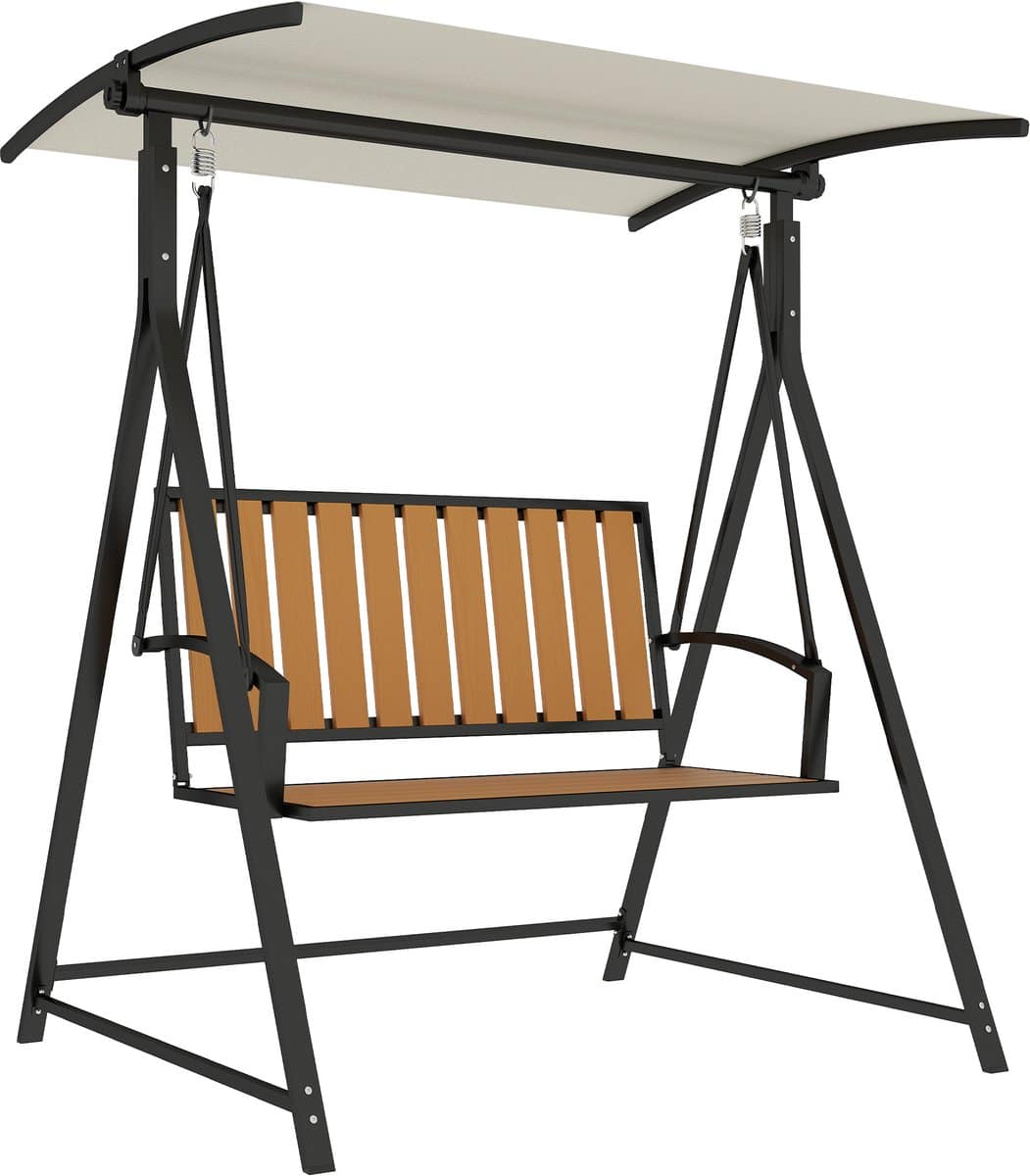 outsunny 2 zits schommelbank met dak zwart