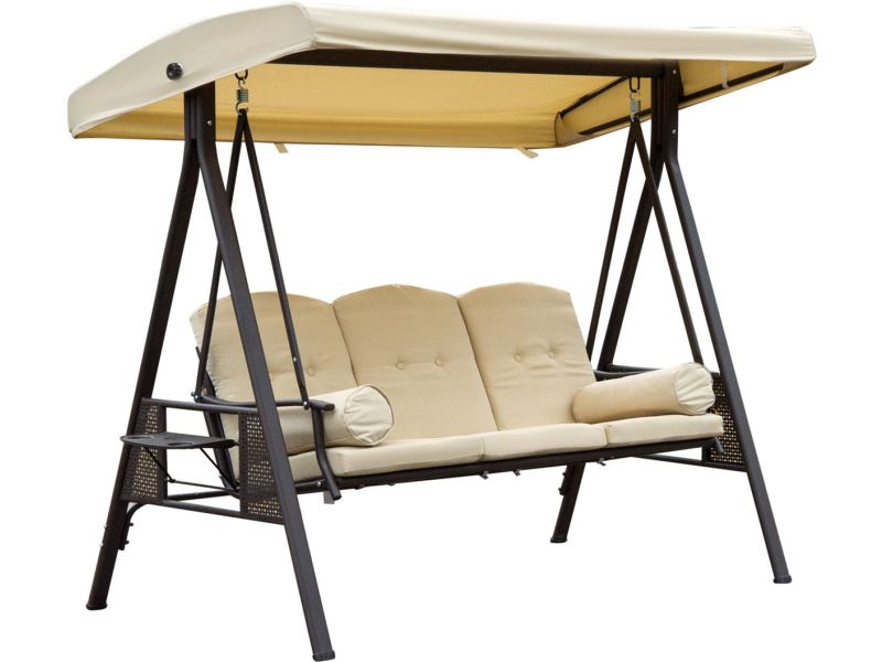 Outsunny - Schommelbank - 3-Zits - met Zonnedak - Polyester