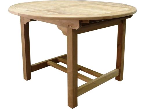 Ovaal uitschuifbare dining tuintafel 120-170x120xH78 cm bladdikte 4 cm teak