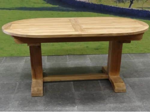 Ovaal uitschuifbare lounge-diningtafel 160-210x90xH70 cm teak bladdikte 4 cm