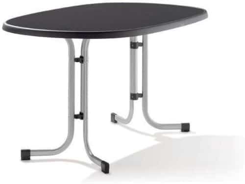 Ovale Klaptafel Buiten 140x90 cm met Duurzaam Mecalit Pro Tafelblad
