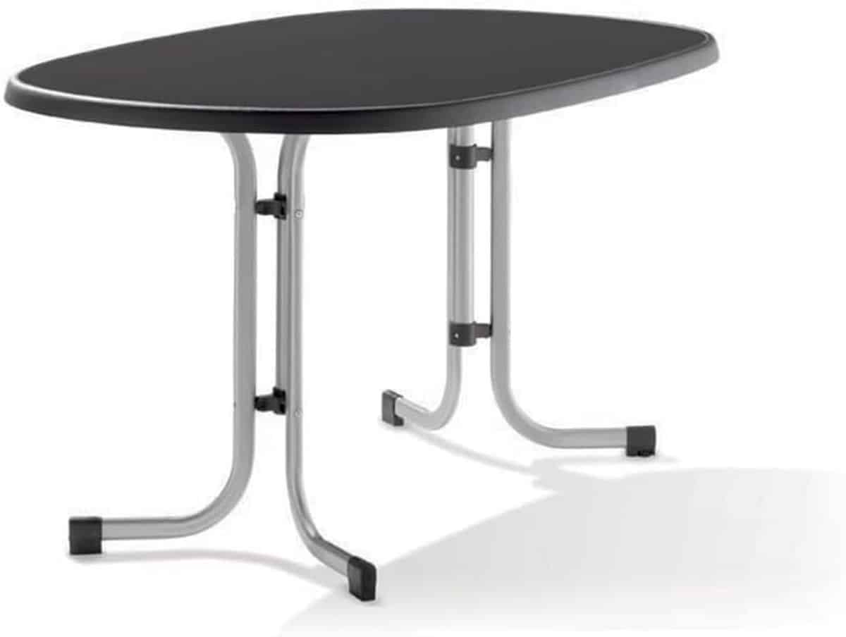 ovale klaptafel buiten 140×90 cm met duurzaam mecalit pro tafelblad