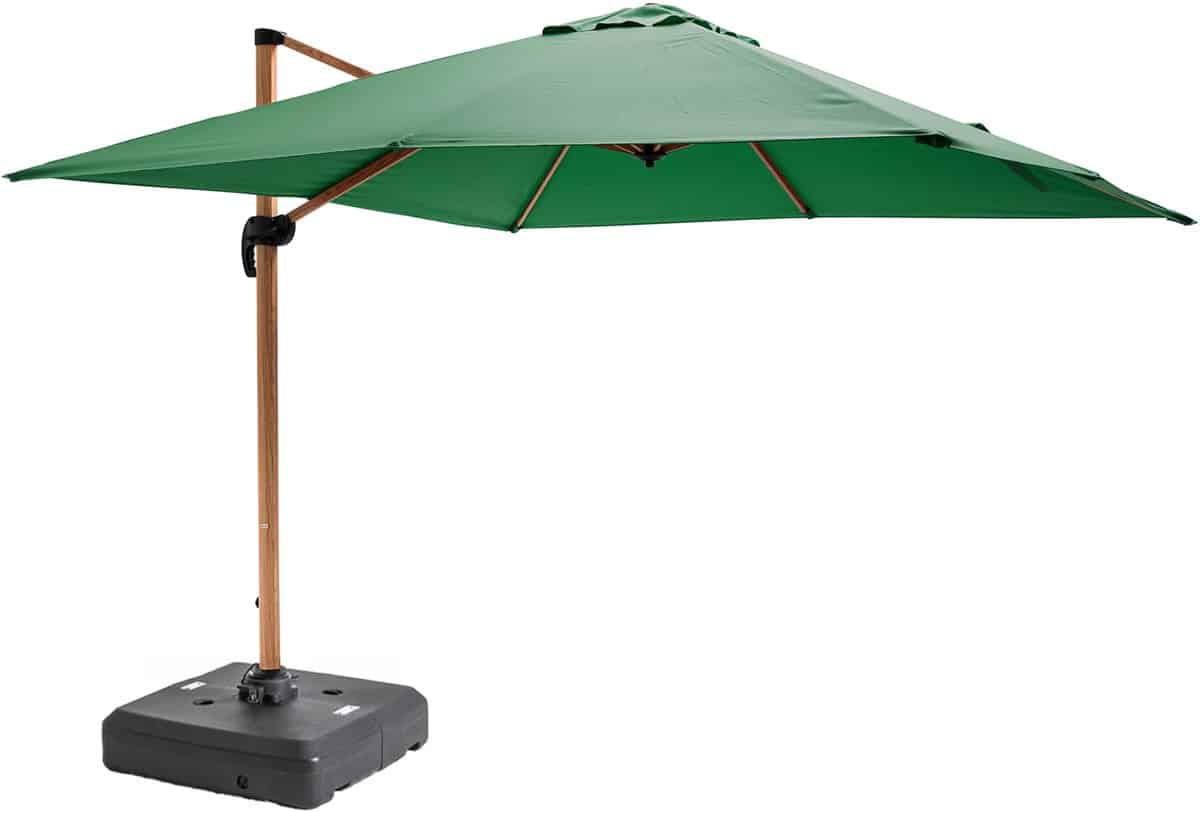 oviala 3x3m parasol en verzwaarde wielen met houten cactuseffect