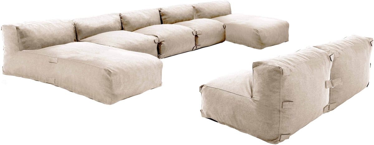 oviala 7 zits modulair tuinmeubel met 2 beige ligbedden