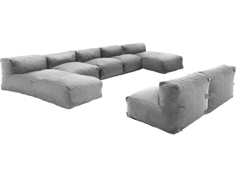 Oviala - 7-zits modulair tuinmeubel met 2 grijze ligbedden