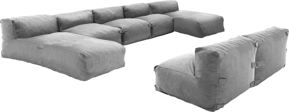 oviala 7 zits modulair tuinmeubel met 2 grijze ligbedden