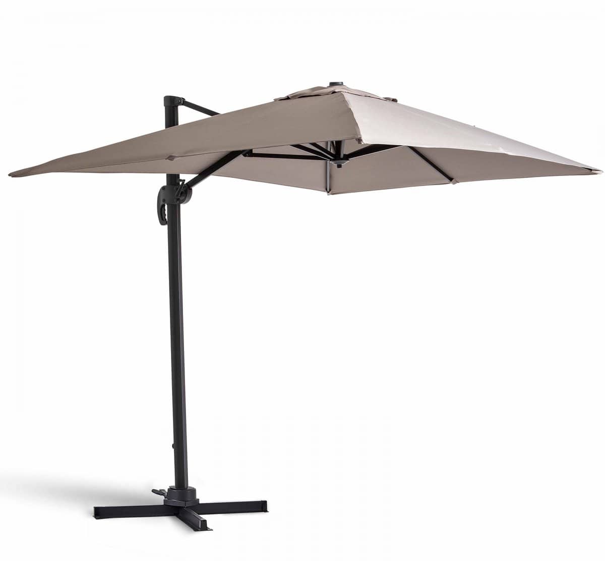 oviala draaibare cantileverparasol van 2×3 meter in taupe aluminium