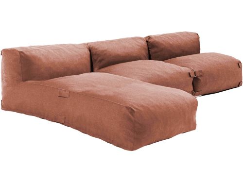 Oviala - Modulair 3-zits tuinmeubel met terracotta ligbed - Mixi