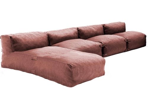 Oviala - Modulair 4-zits tuinmeubel met terracotta ligbed - Mixi