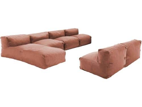 Oviala - Modulair 6-zits tuinmeubel met terracotta ligbed - Mixi