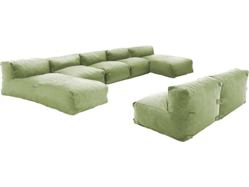 Oviala - Modulair 7-zits tuinmeubel met 2 cactusgroene ligbedden