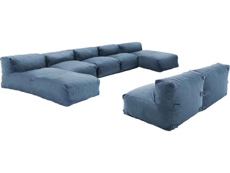 Oviala - Modulair 7-zits tuinmeubel met 2 pacific blue ligbedden