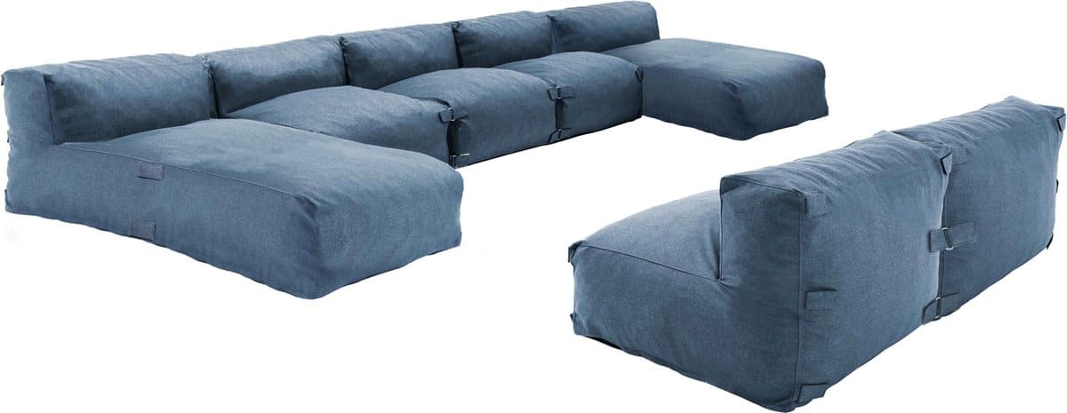 oviala modulair 7 zits tuinmeubel met 2 pacific blue ligbedden