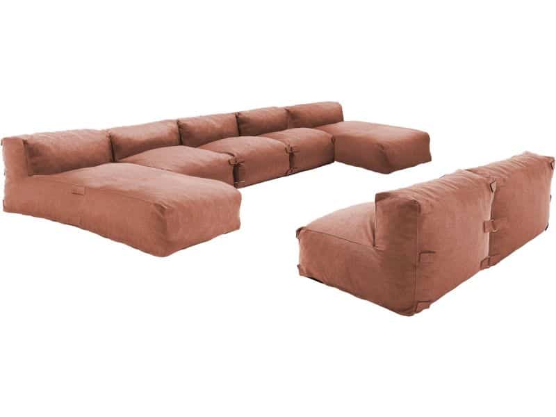 Oviala - Modulair 7-zits tuinmeubilair met 2 terracotta ligbedden